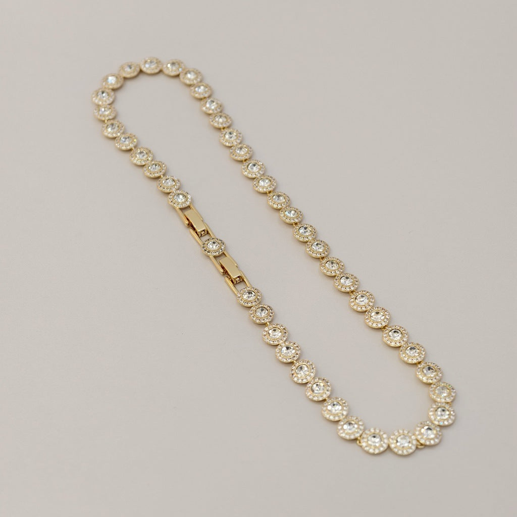 Vintage Shiny Round Button Cuban Gang Drill Necklace