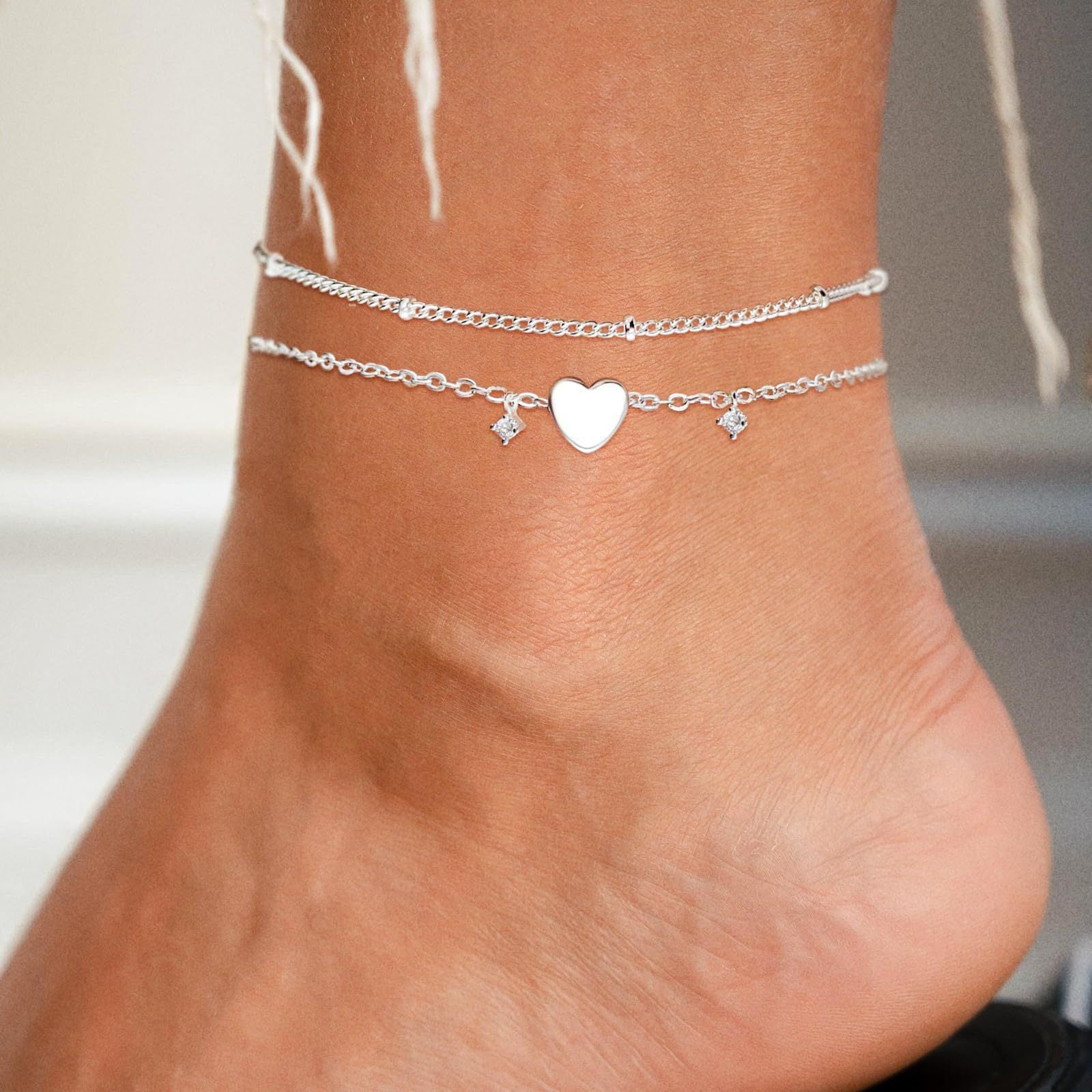 Personalized Trend Design Popular Heart-shaped Satellite Adjustable Anklet Suit
