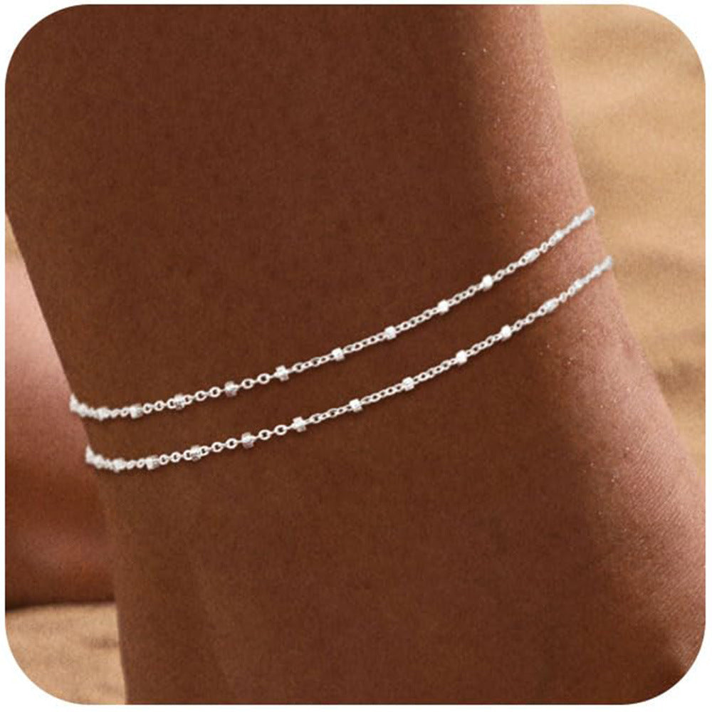 Personalized Trend Design Popular Heart-shaped Satellite Adjustable Anklet Suit