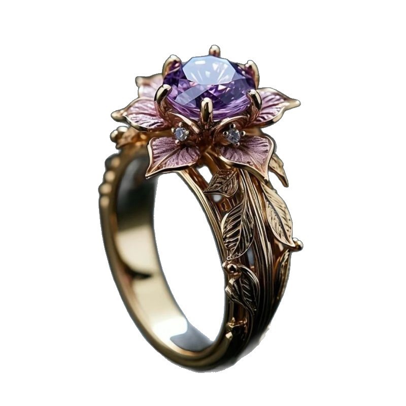 Fashion Exquisite Plant Flower Luxury Ring
