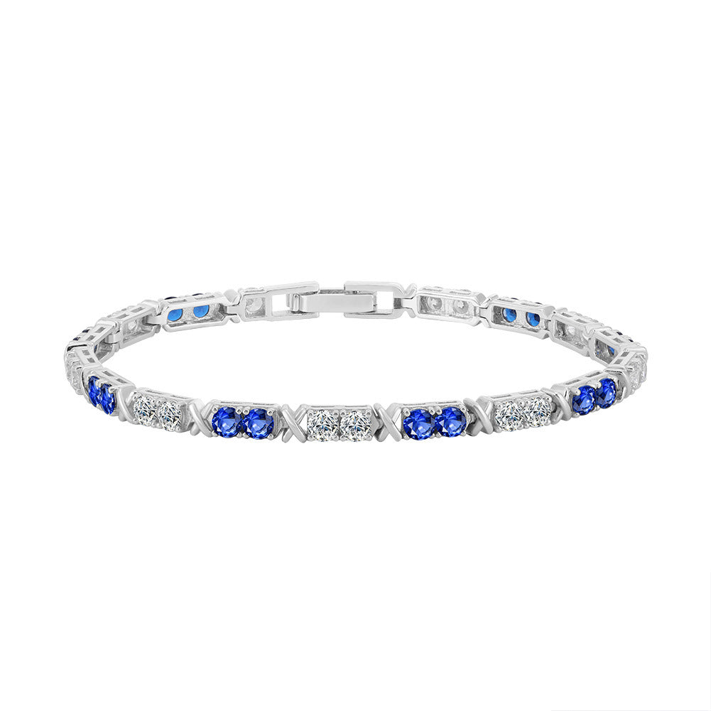 Hollow Cross Colorful Crystals Inlaid Open-ended Bracelet Sweet And Cool Temperament