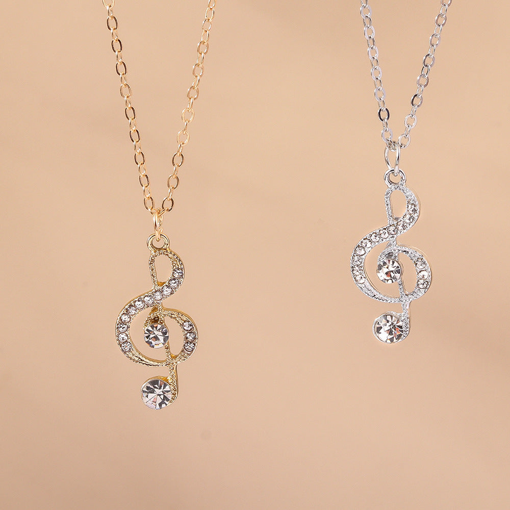 European And American Ornament Diamond Note Necklace