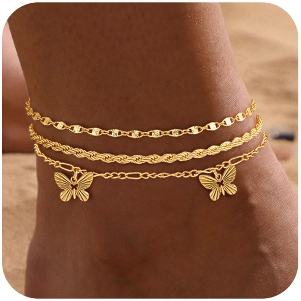 Personalized Trend Design Popular Heart-shaped Satellite Adjustable Anklet Suit