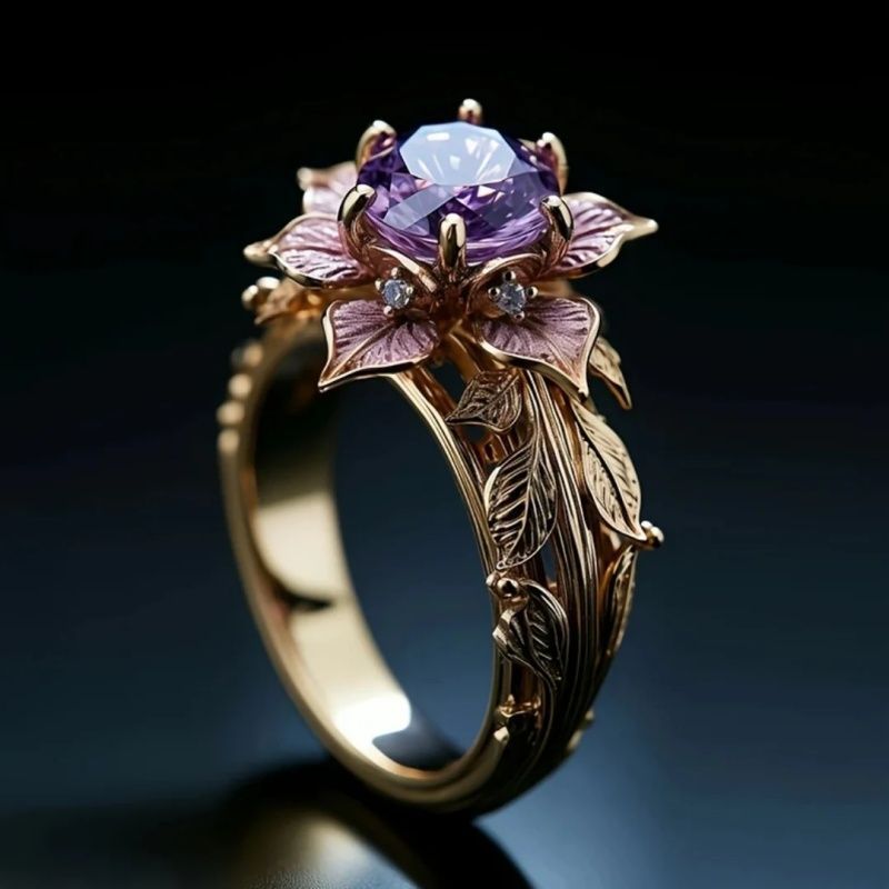 Fashion Exquisite Plant Flower Luxury Ring