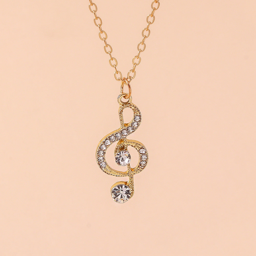 European And American Ornament Diamond Note Necklace