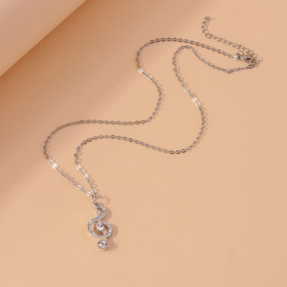 European And American Ornament Diamond Note Necklace