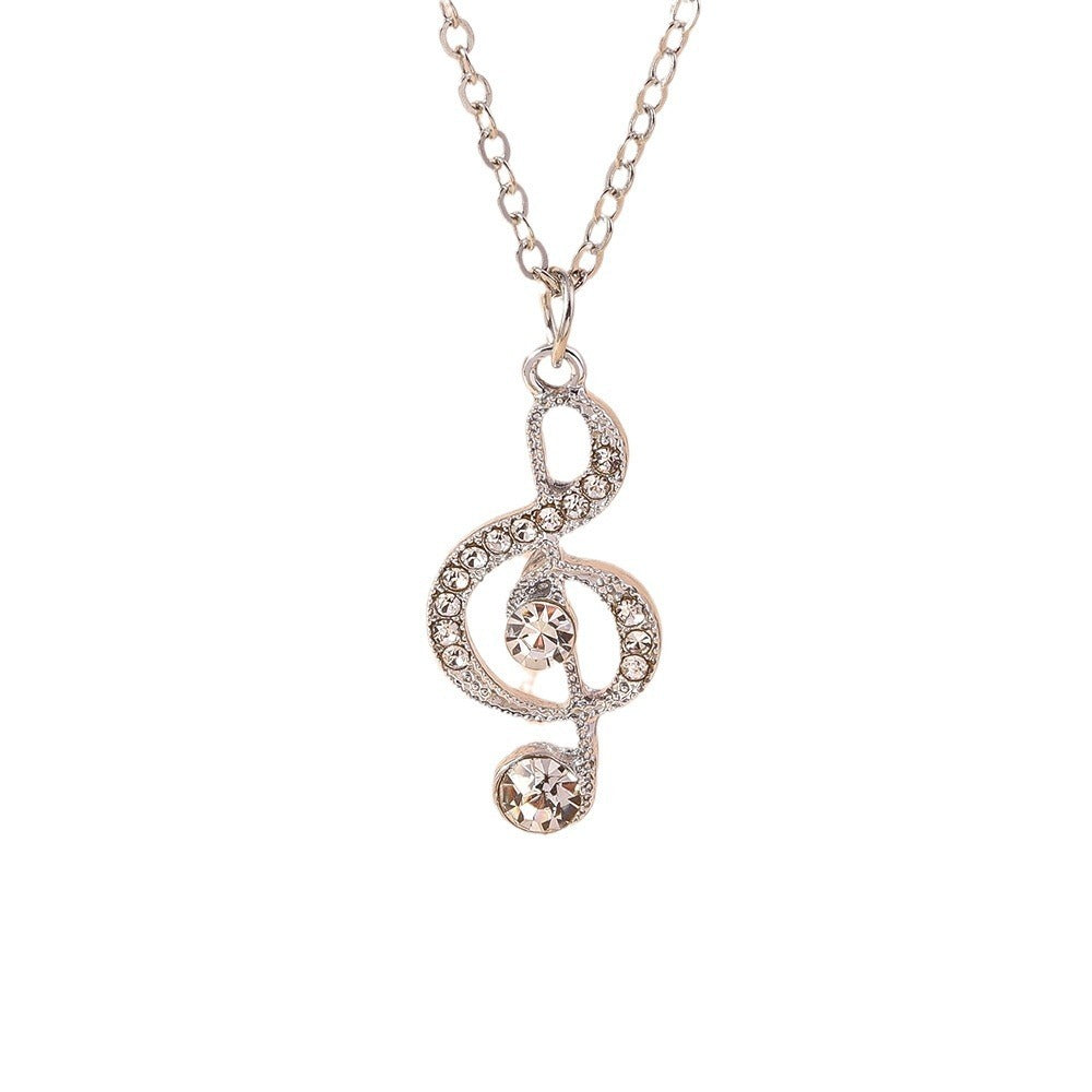 European And American Ornament Diamond Note Necklace