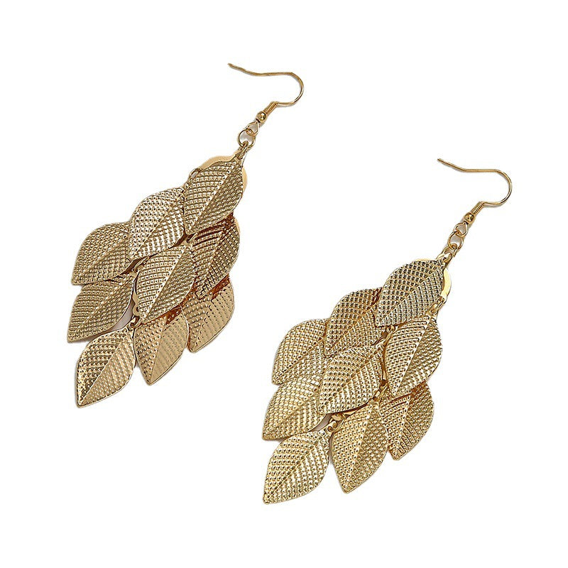 Women's Colorful Earrings Small Nine Leaves Ornament