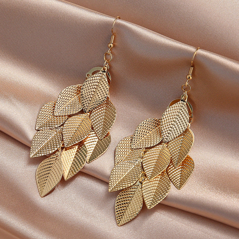 Women's Colorful Earrings Small Nine Leaves Ornament