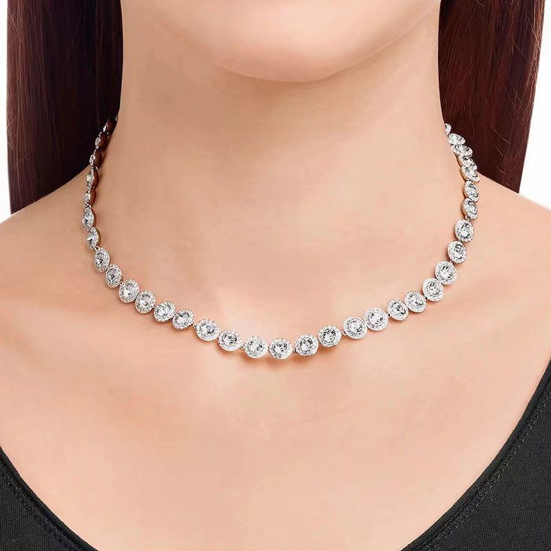 Vintage Shiny Round Button Cuban Gang Drill Necklace