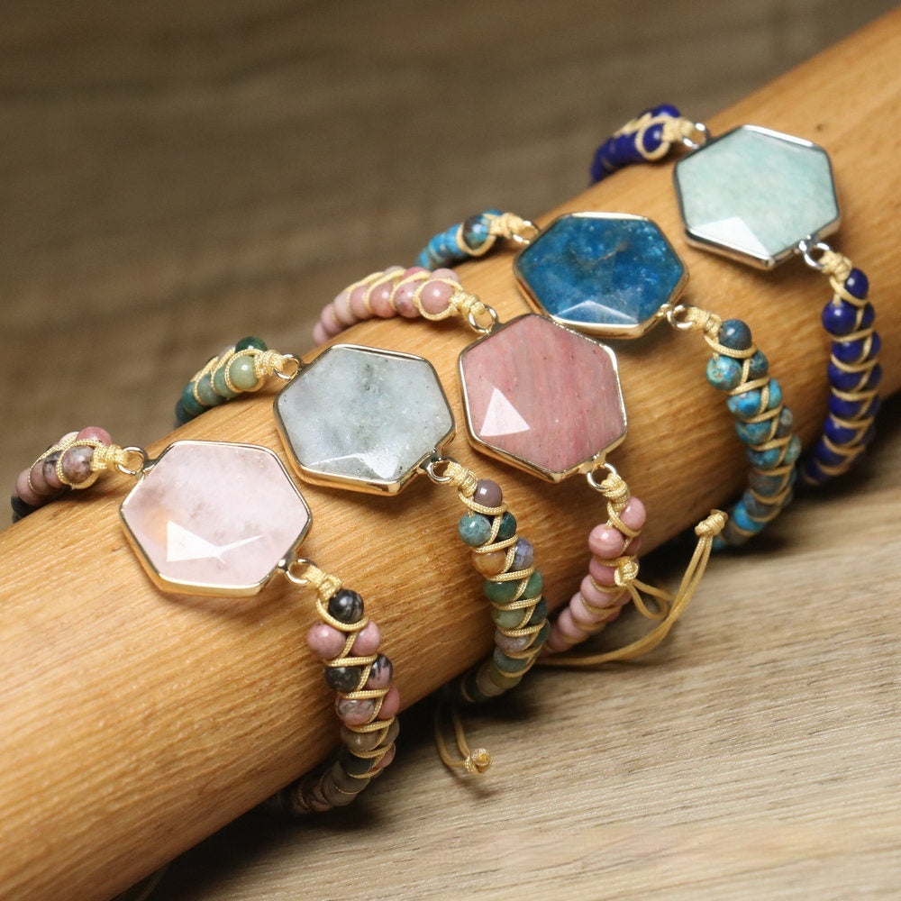 Retro Ethnic Style Natural Stone Hand Weaving Bracelet