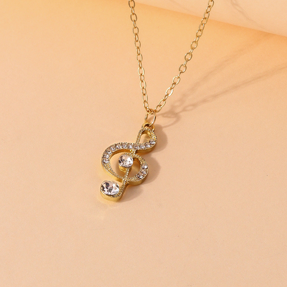 European And American Ornament Diamond Note Necklace