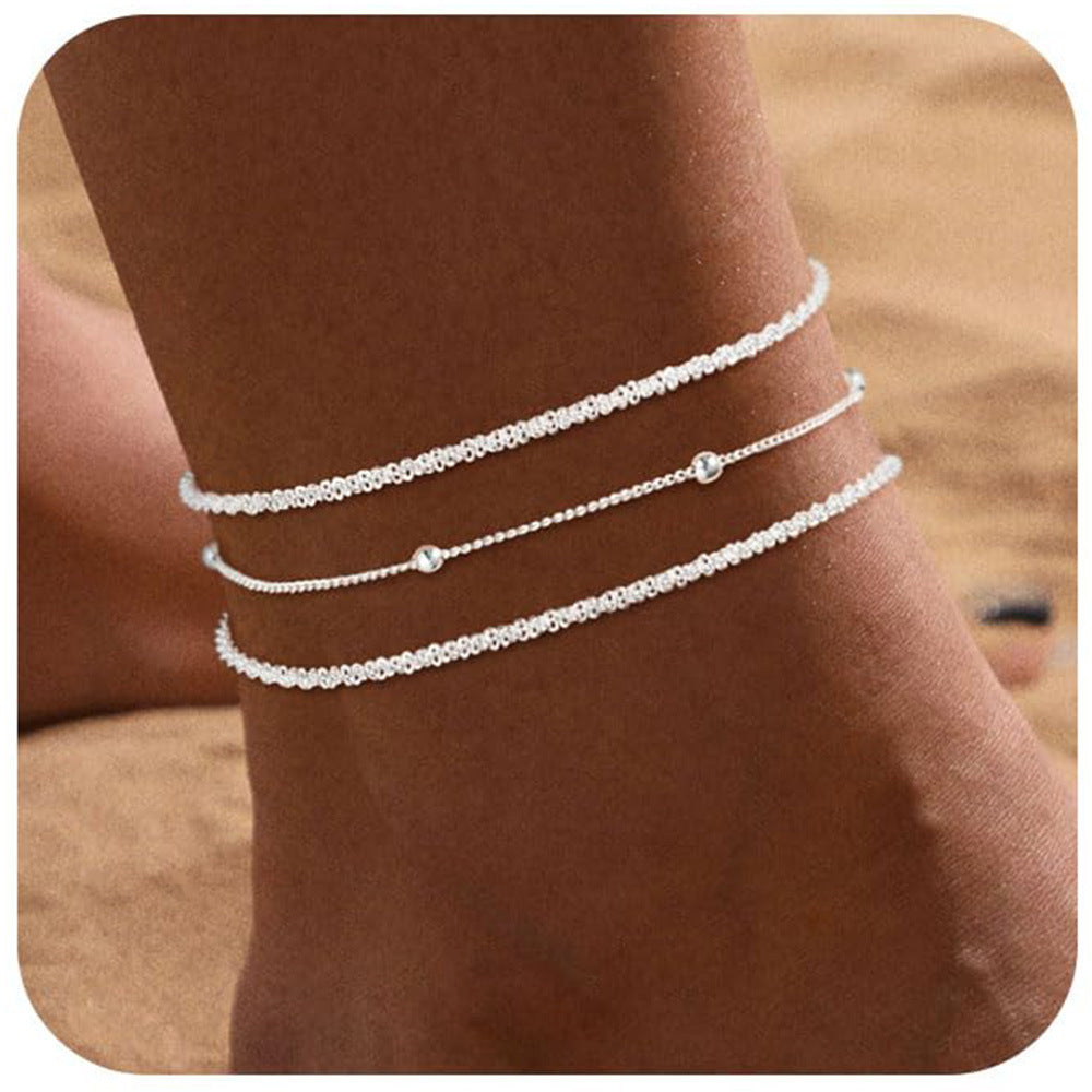 Personalized Trend Design Popular Heart-shaped Satellite Adjustable Anklet Suit